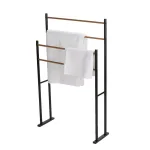 Mind Reader Black 2-Tier Freestanding Towel Rack with 4 Bars thumbnail 1
