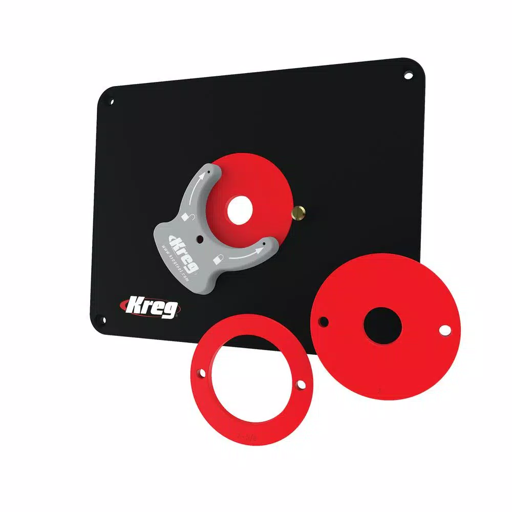 Kreg Precision Router Table Insert Plate with Level-Loc Reducing Rings (Bosch & Porter-Cable Compatible)