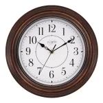 La Crosse Technology 12 in. Round Brown Faux Wood Wall Clock with Silent Quartz Movement thumbnail 1