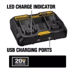 DEWALT DCB102 12V/20V MAX Lithium-Ion Dual Port Jobsite Charging Station with 2 USB Ports thumbnail 2