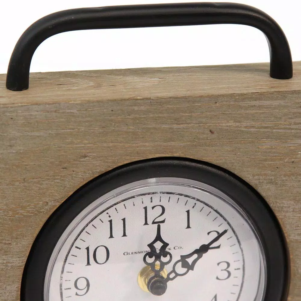 Stratton Home Decor Jose Tabletop Clock - Modern Natural Wood & Black