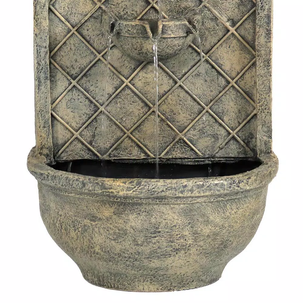 Sunnydaze Decor Messina Resin French Limestone Solar Outdoor Wall Fountain