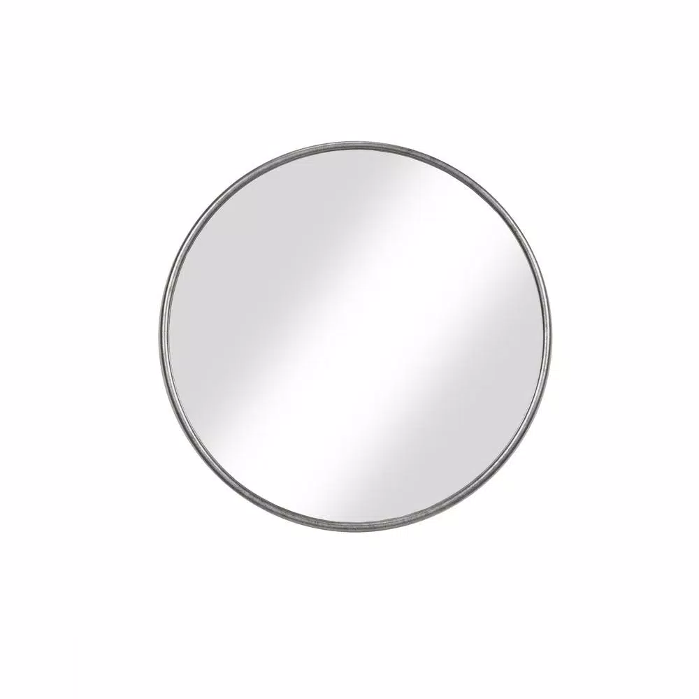 Martin Svensson Home 30 in. Round Modern Accent Mirror with Slim Pewter Metal Frame