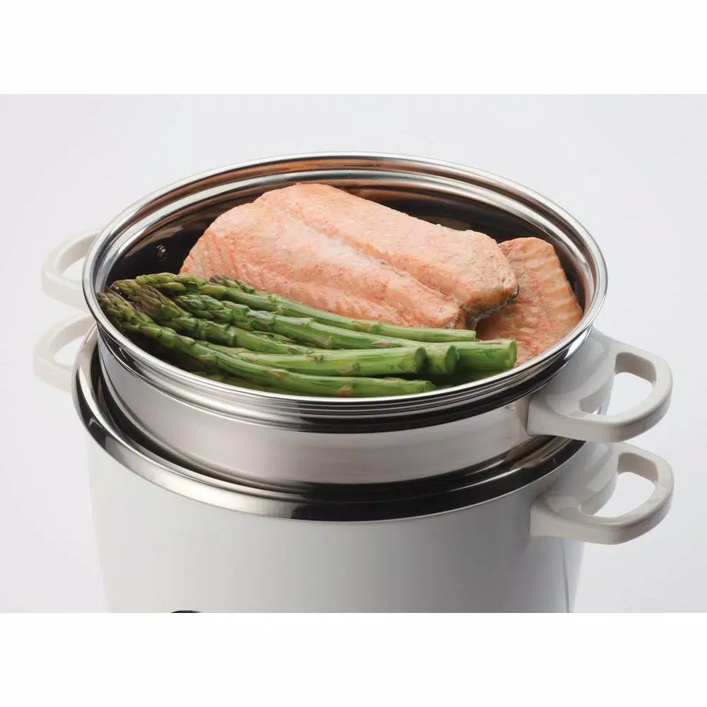 AROMA NutriWare 7-Cup Digital Rice Cooker and Food Steamer with Saute-Then-Simmer Technology, White