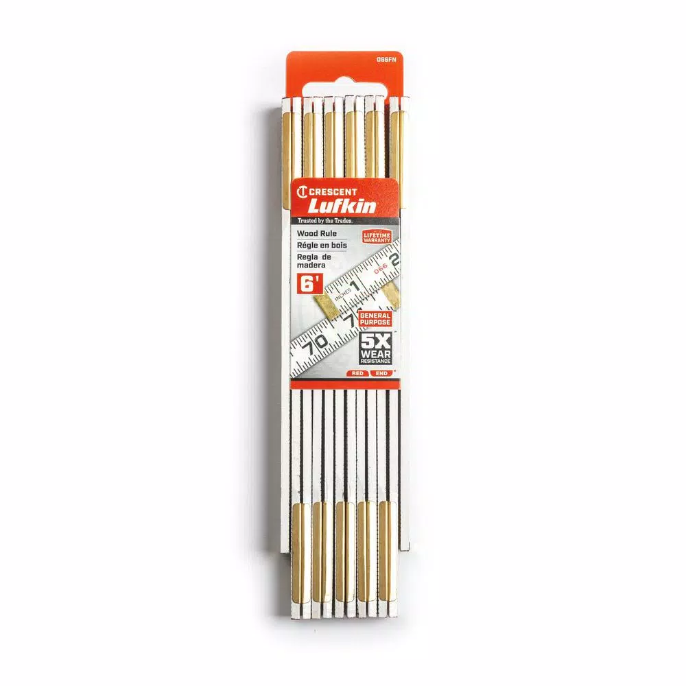 Lufkin 6 ft. Flat Wood Reading Rule with Red End Markings