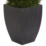 Nearly Natural 5 ft. Artificial Double Pond Cypress Spiral Topiary in Black Wash Planter thumbnail 3