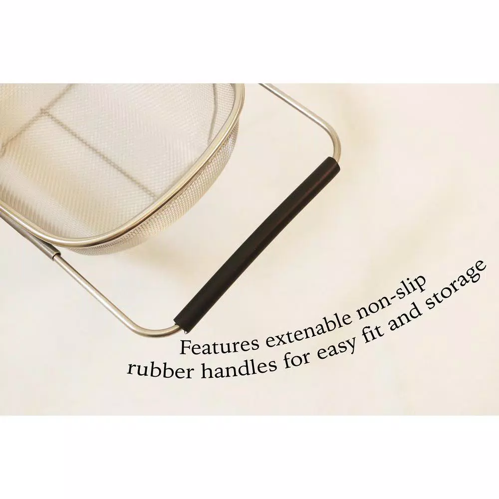 ExcelSteel 11 in. Stainless Steel Over the Sink Mesh Strainer with Extendable Non-Slip Rubber Handles