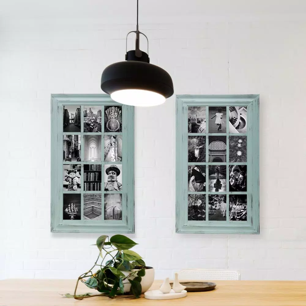 KG kieragrace KG Collage Photo Frame - Green Farmhouse Style, Holds 12 4x6 Photos