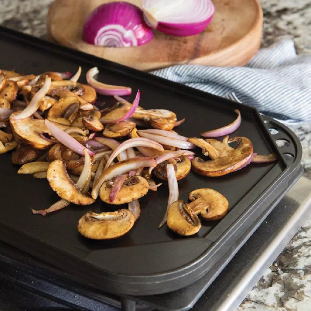 Nordic Ware Cast Aluminum 2-Burner Reversible Griddle, Nonstick Stovetop and Outdoor Grill Pan
