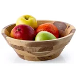 Casa Bellante 12 in. Acacia Wood Serving Bowl, 100 fl. oz. Round Handcrafted Wooden Bowl thumbnail 2