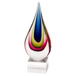 Badash Crystal Essence Murano Style 12 in. Mouth Blown Teardrop Glass Centerpiece on Crystal Base thumbnail 1
