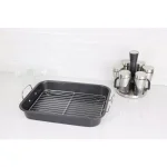 Home Basics 5.75 Qt. Steel Roasting Pan with Stainless Steel Grill Rack, Non-Stick Black thumbnail 2