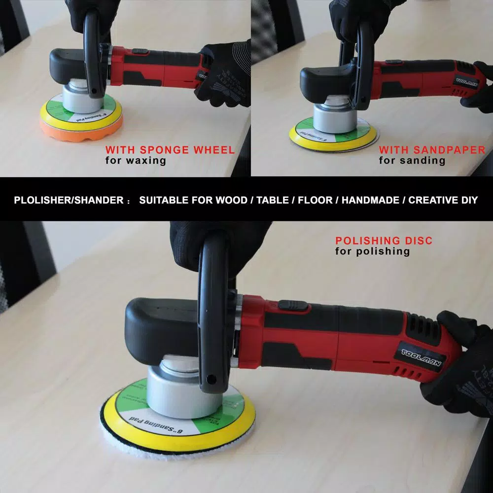 Boyel Living 6 in. Corded Orbital Sander and Polisher, 6 Amp, 6-Speed Variable RPM, 2500-6500 RPM