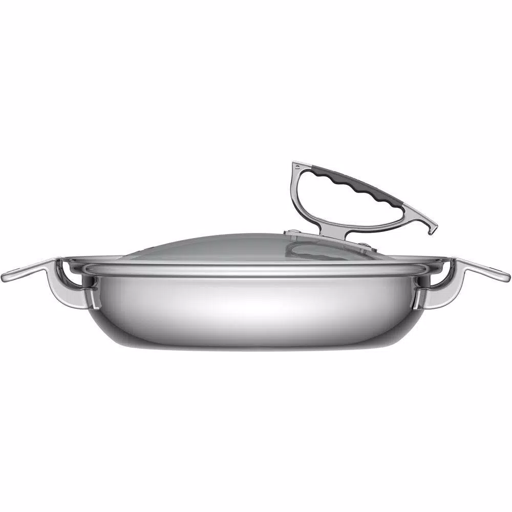 CookCraft by Candace 3 Qt. Tri-Ply Stainless Steel Casserole Pan with Patented Latch Glass Lid