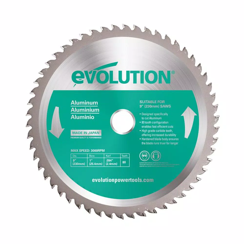 Evolution Power Tools Evolution 9 in. 80-Teeth Carbide Metal Cutting Saw Blade for Aluminum