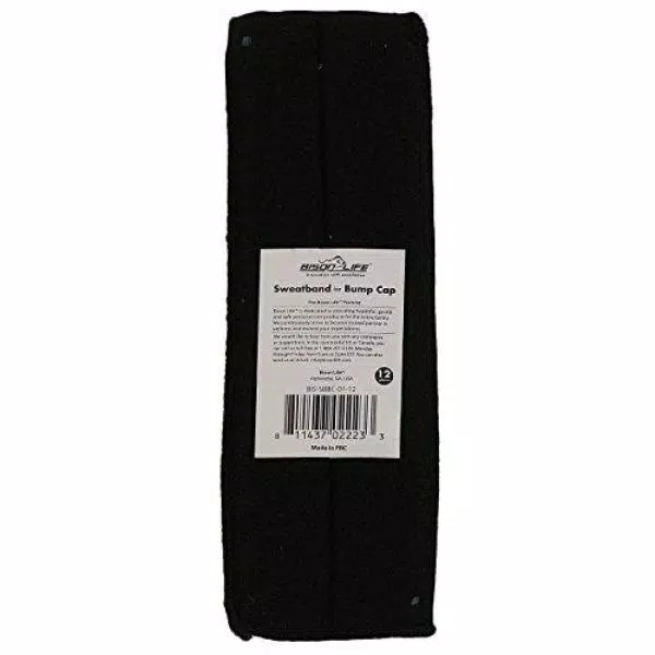 Bison Life Replacement Sweatband for Hard Hat or Bump Cap, Black, 12-Pack
