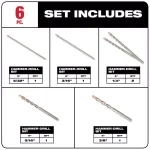 Milwaukee 48-20-8856 6-Piece 3-Flat Secure-Grip Carbide Hammer Drill Bit Set thumbnail 2