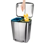 Wenko Primo 10.6 Gallon Stainless Steel Dual Bin Step-On Trash and Recycling Can thumbnail 2