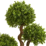 Nearly Natural 44 in. Four Ball Boxwood Artificial Topiary Tree in Gray Metal Planter thumbnail 2