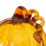 Glitzhome Amber Crackle Glass Pumpkin Set of 2, Handmade Indoor Tabletop Decor thumbnail 4