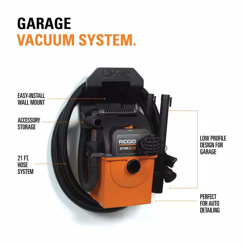 RIDGID 5 Gal. Stor-N-Go 5.0 Peak HP Wet/Dry Shop Vacuum with Wall Mount and Premium Car Cleaning Kit