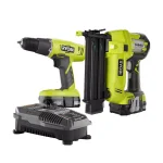 RYOBI 18V ONE+ Cordless 2-Tool Combo Kit with Drill/Driver and 18-Gauge Brad Nailer thumbnail 1
