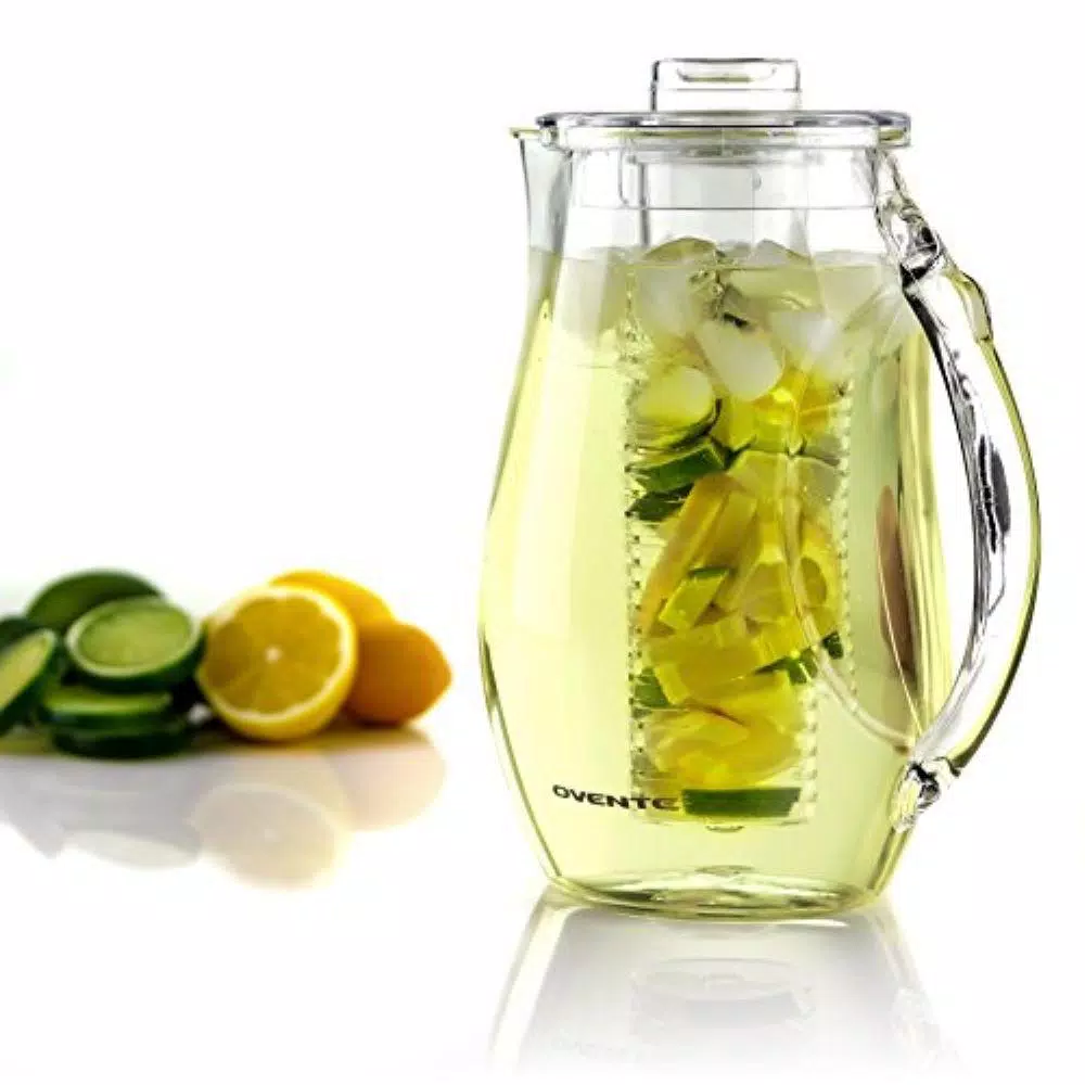Oventes 84 fl. oz. Fruit Infuser Pitcher with Removable Fruit and Ice Rods, Non-Slip Handle