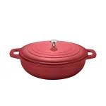 AMERCOOK LA PLURIEL 3 qt. Round Enameled Cast Iron Casserole Pan with Lid, Red thumbnail 1