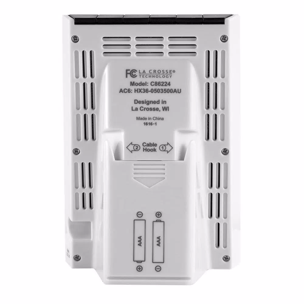 La Crosse Technology Digital Desktop Alarm Clock with Dual USB Charging Ports, Nap Timer, and Temperature/Humidity Display