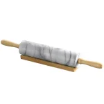 Creative Home Natural Marble Rolling Pin with Wooden Handles and Storage Cradle, 18 in. thumbnail 1