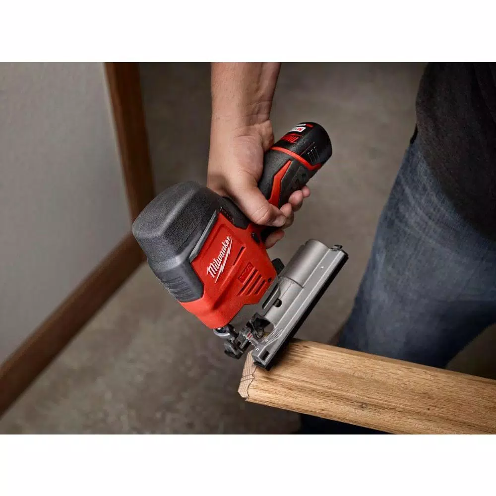 Milwaukee M12 12V Lithium-Ion Cordless Jig Saw Kit with 1.5 Ah Battery, Charger, and Tool Bag