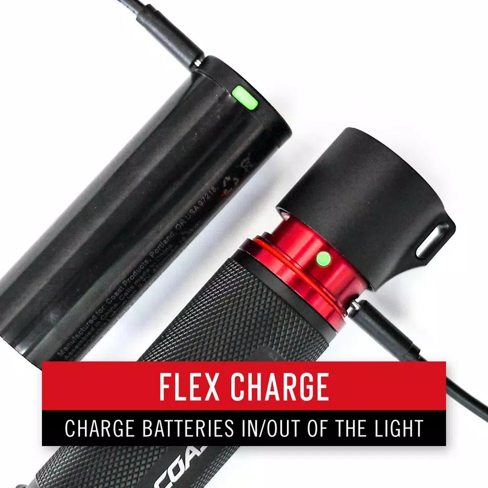 Coast HP10R 1050 Lumen Rechargeable Focusing LED Flashlight with Dual Power Flex Charge