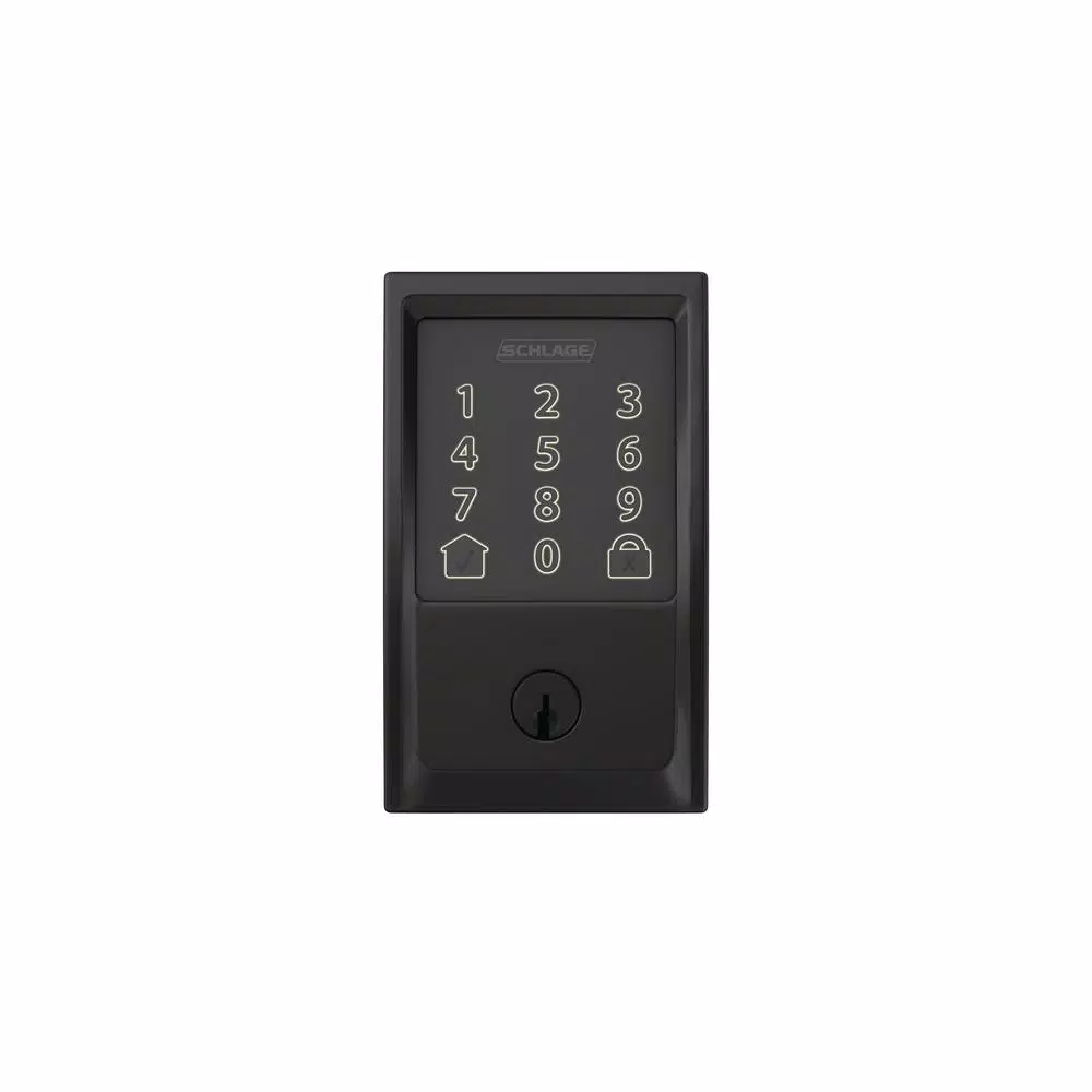 Schlage Encode Smart Wi-Fi Deadbolt with Camelot Handleset and Georgian Knob, Matte Black
