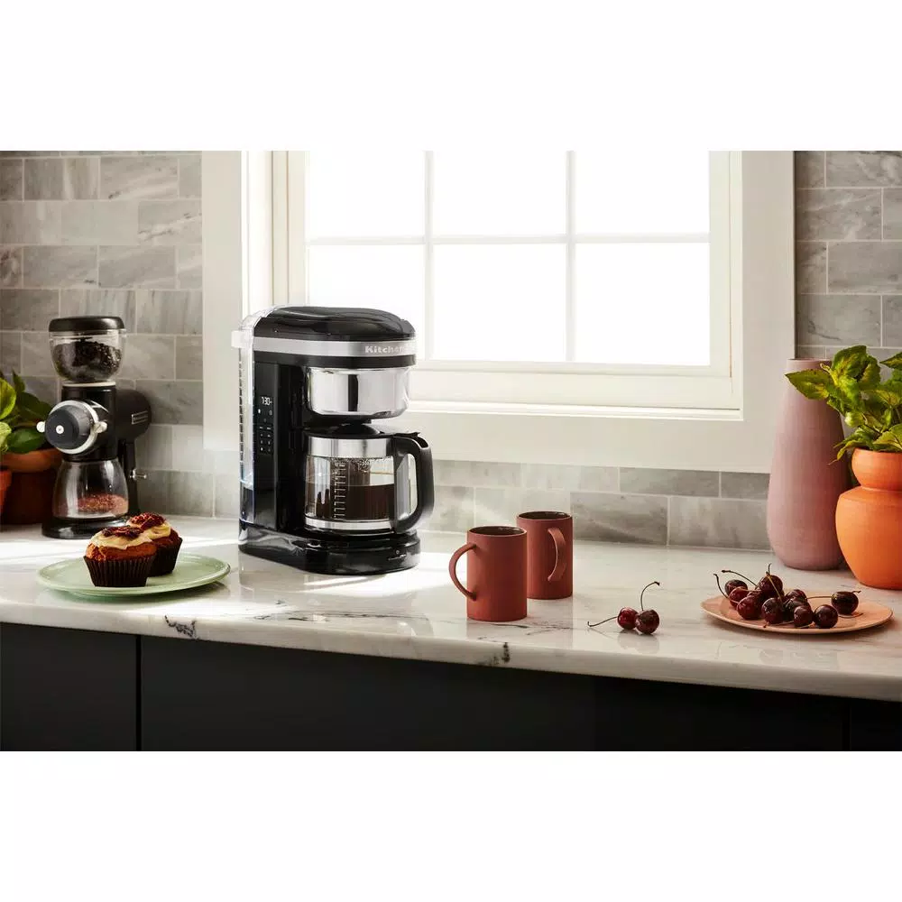 KitchenAid 12-Cup Onyx Black Drip Coffee Maker with Spiral Showerhead and Programmable Warming Plate