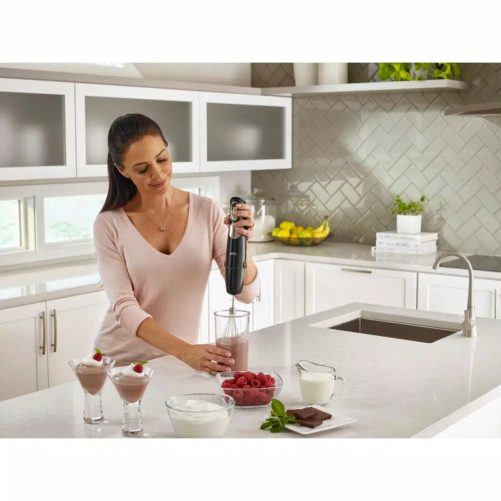 Braun MultiQuick 7 MQ725 SmartSpeed 400W Immersion Hand Blender with Chopper and Whisk, Black/Stainless Steel
