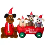 Home Accents Holiday 7 ft. W Pre-Lit Inflatable Christmas Puppy Wagon Scene with LED Lights thumbnail 1