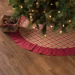 VHC Brands 48 in. Jonathan Plaid Traditional Christmas Tree Skirt - Red, Olive Green & Tan thumbnail 4