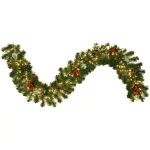 Fraser Hill Farm 6 ft. Pre-Lit Artificial Christmas Garland with LED Lights, Ornaments, and Pine Cones thumbnail 1