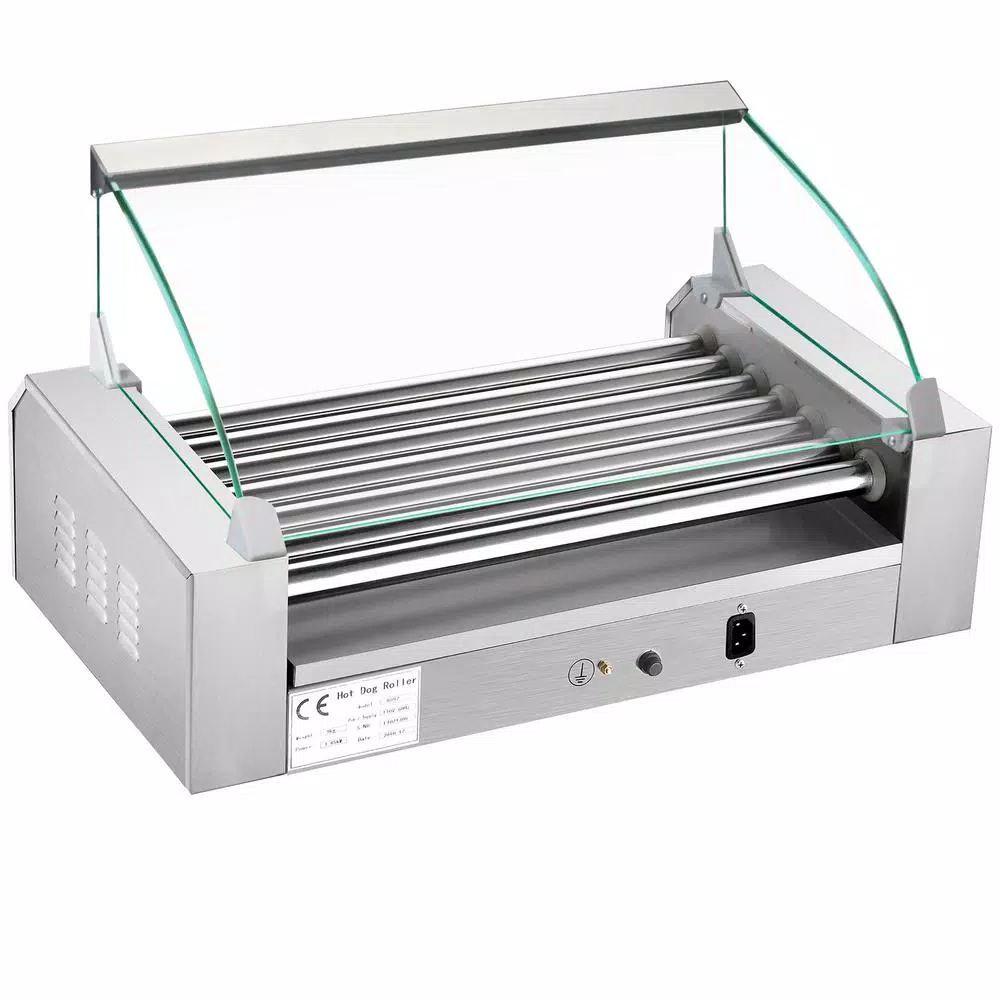 Great Northern Popcorn Commercial 1400W 18-Hot Dog 7-Roller Grilling Machine with Cover