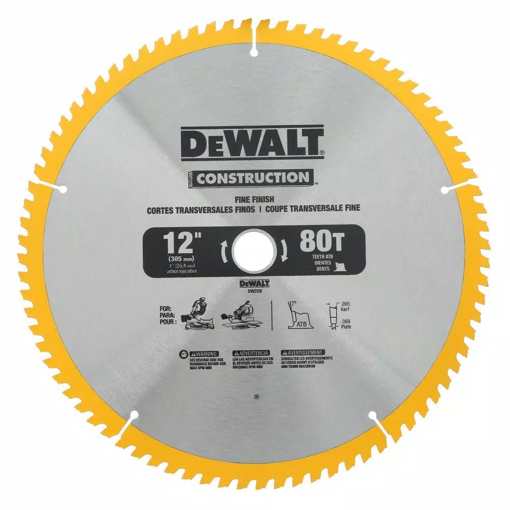 DEWALT 12 in. Corded Single Bevel Compound Miter Saw with 2-Pack Carbide Blade Set