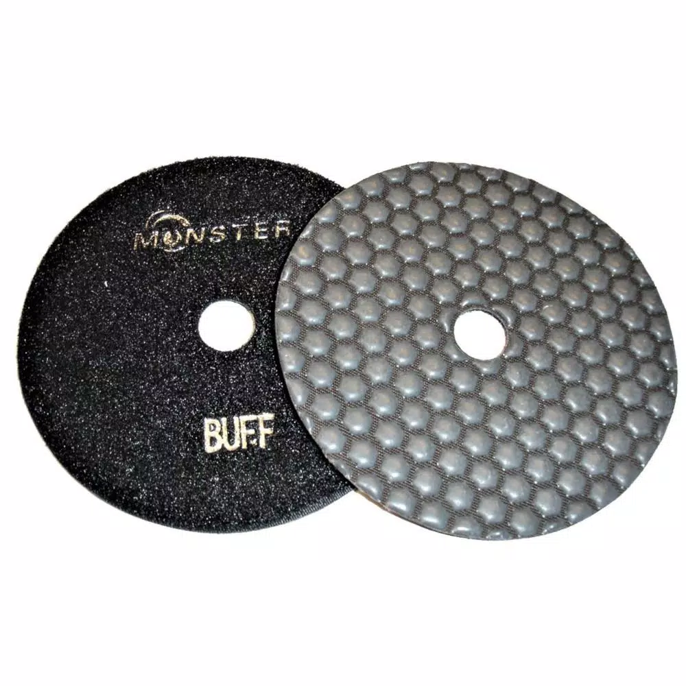 Monster 5 in. Honeycomb Dry Diamond Polishing Pad Set with Back Holder, 8-Piece Kit