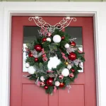 Village Lighting Company 30 in. Pre-Lit LED Nordic Red and White Christmas Wreath with Remote thumbnail 2