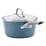 Ayesha Curry Home Collection 3-Quart Aluminum Nonstick Saucepan with Glass Lid, Twilight Teal thumbnail 4