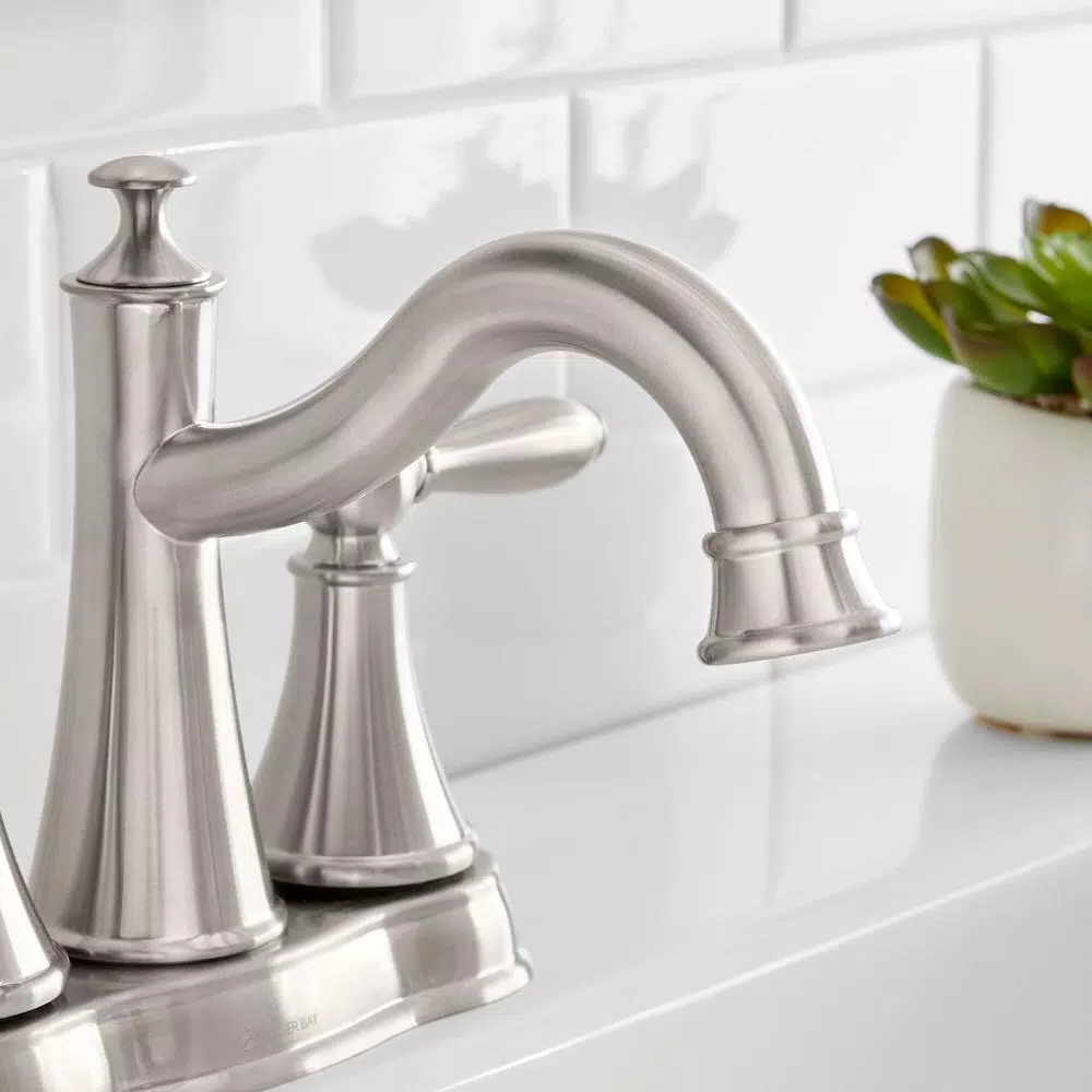 Glacier Bay Varina 4 in. Centerset 2-Handle High-Arc Bathroom Faucet, Brushed Nickel