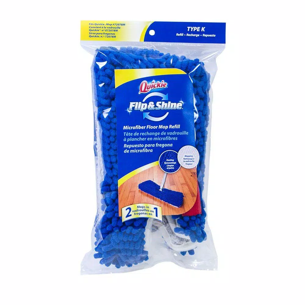 Quickie Flip and Shine Microfiber Floor Mop Refill, Dual Sided Replacement Mitt