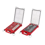 Milwaukee 60-Piece 3/8 in. Drive SAE & Metric Ratchet and Socket Set with PACKOUT Organizers thumbnail 1