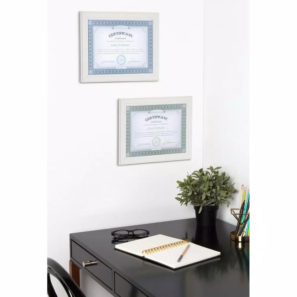 DesignOvation Kieva 8.5 x 11 in. White Solid Wood Picture Frame Set, Set of 6