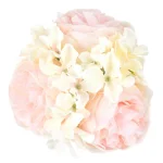 Pure Garden 7.5 in. Pink and Cream Hydrangea and Rose Floral Arrangement in Glass Vase thumbnail 7