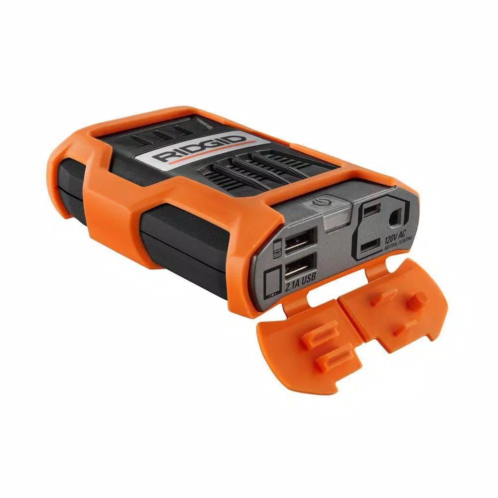 RIDGID 100-Watt Power Inverter with 12V Outlet and Dual USB Ports