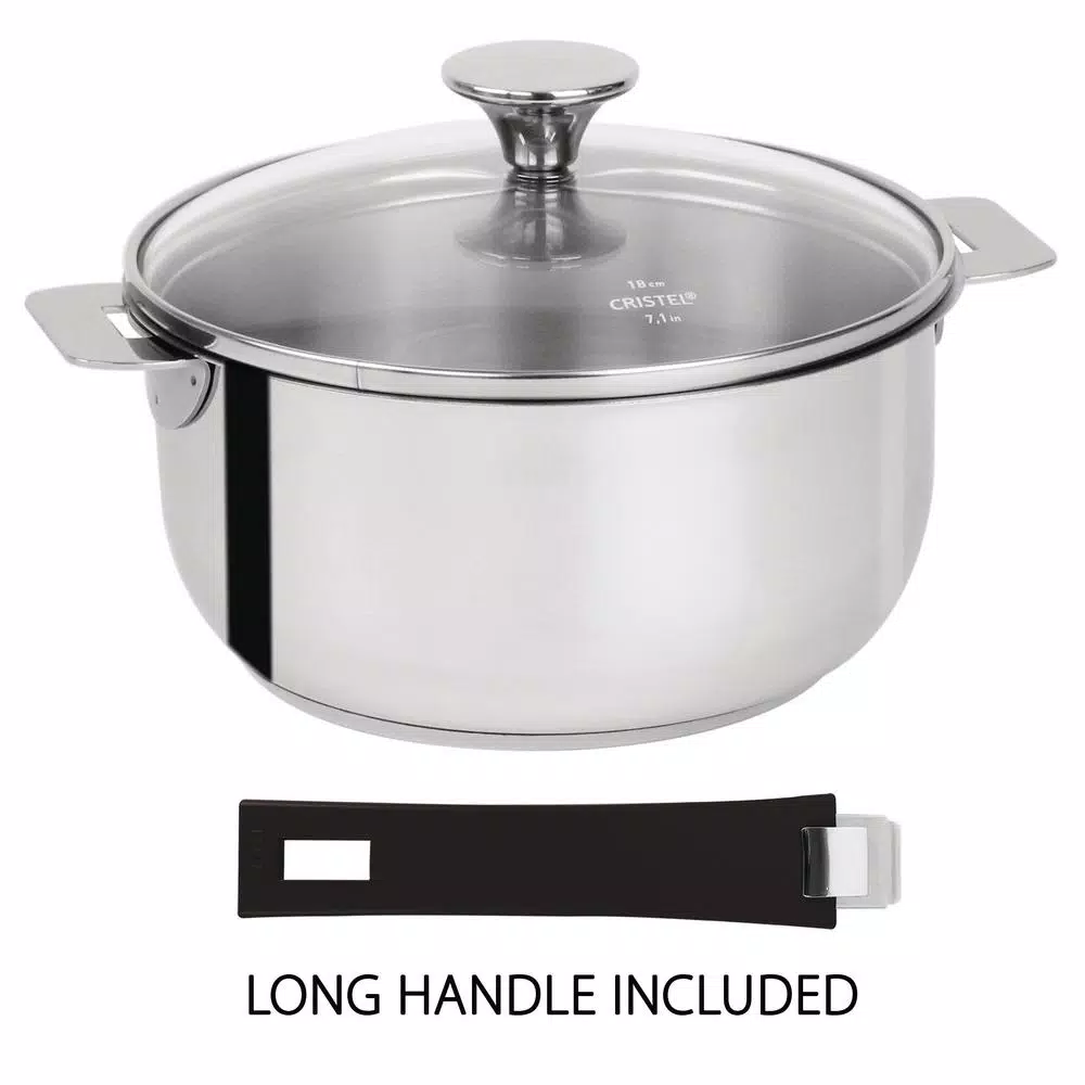 Cristel Tulipe 2-qt Stainless Steel Sauce Pan with Glass Lid and Removable Handle System